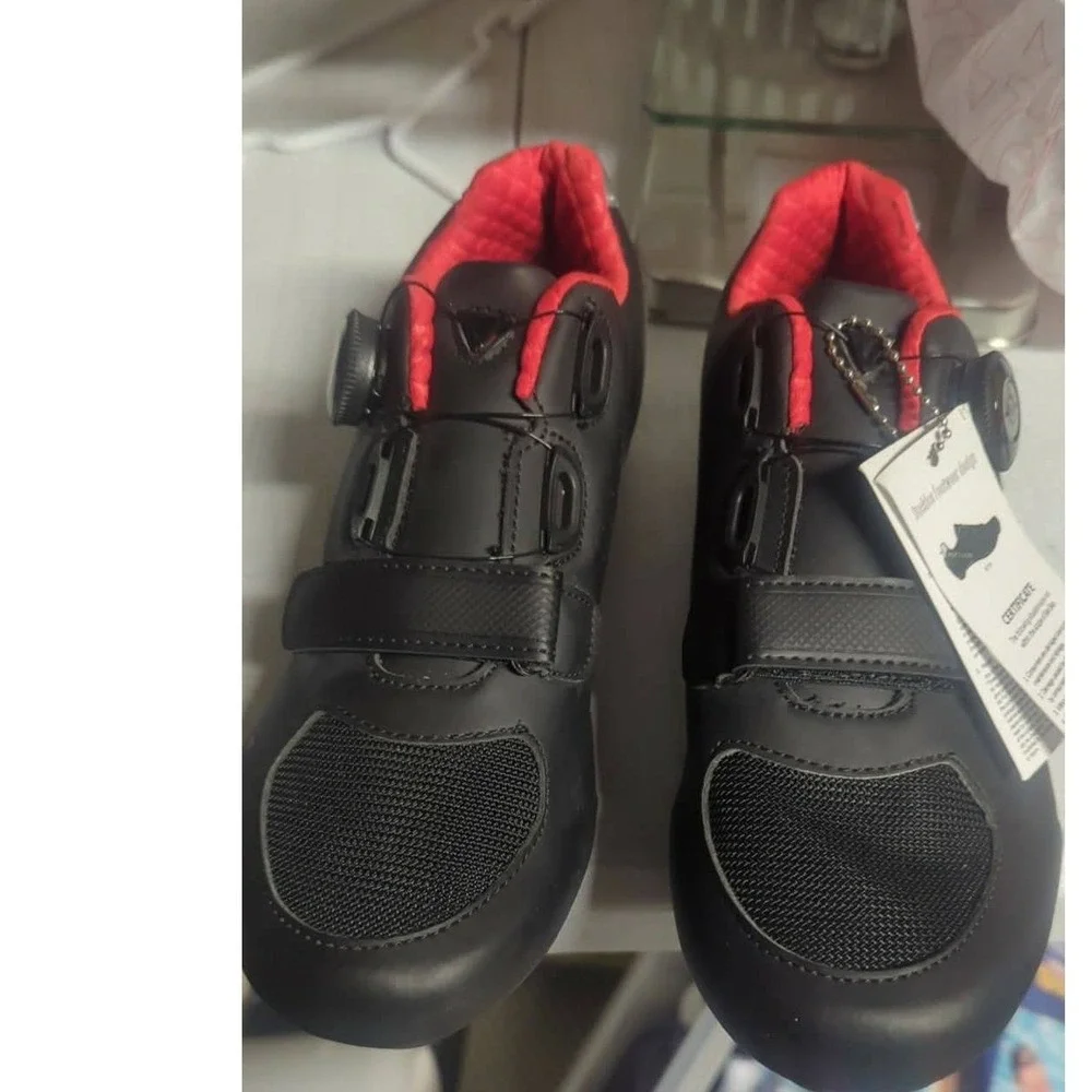 Bucklos B718 Cycling Shoes Mens Black Red Dial Fit MTB Road Bike Athletic New 39